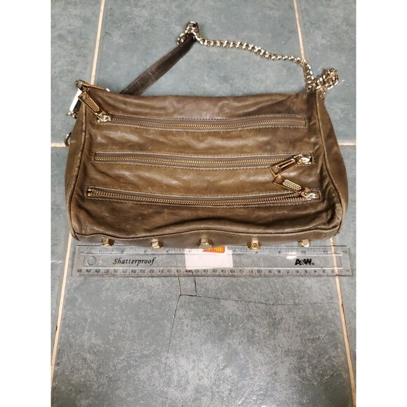 Rebecca Minkoff Crossbody Brown Bag Purse 3 Gold Zippers Detachable Chain Strap - Picture 4 of 8